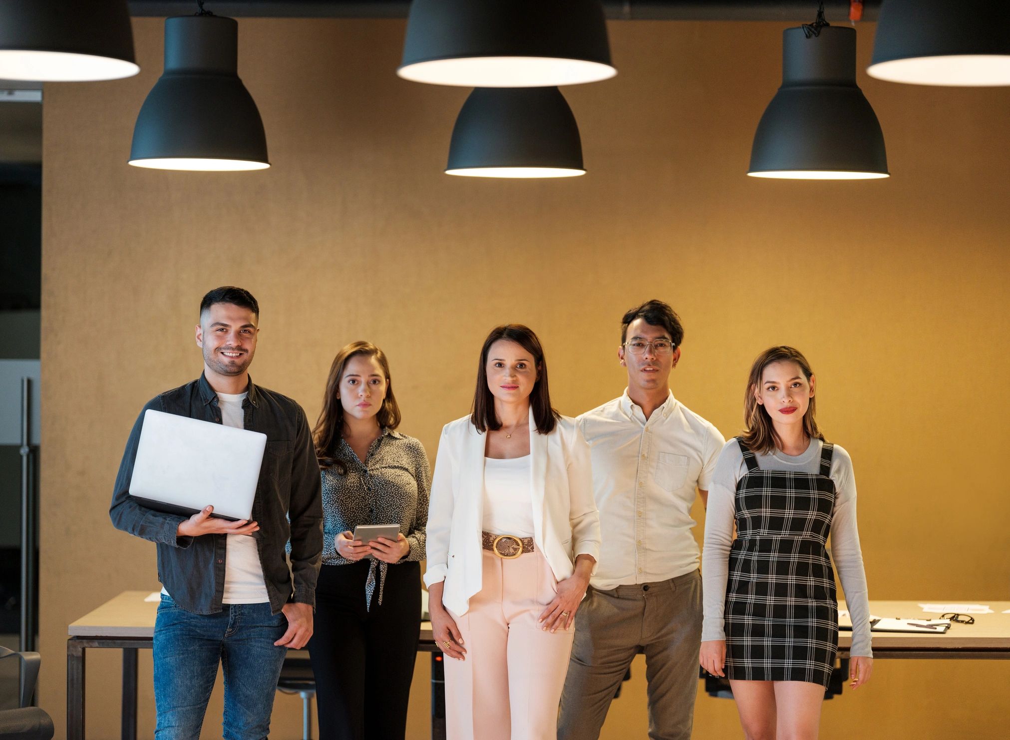 Professional local business team standing together