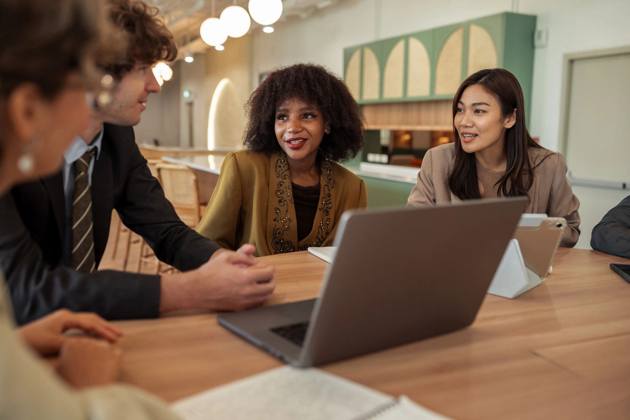 Marketing agency team collaborating during a strategy meeting