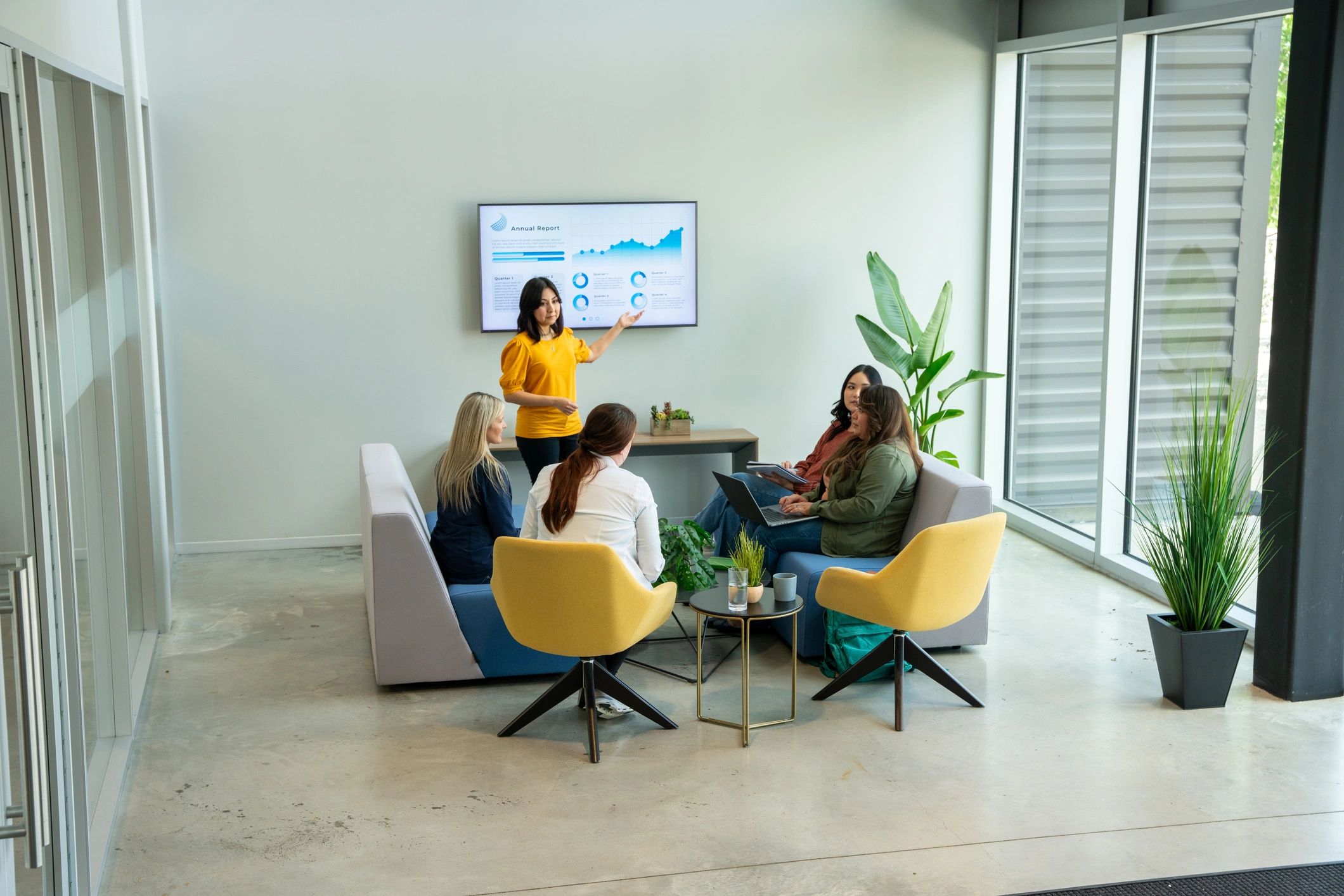 Businesswomen meeting in a bright office