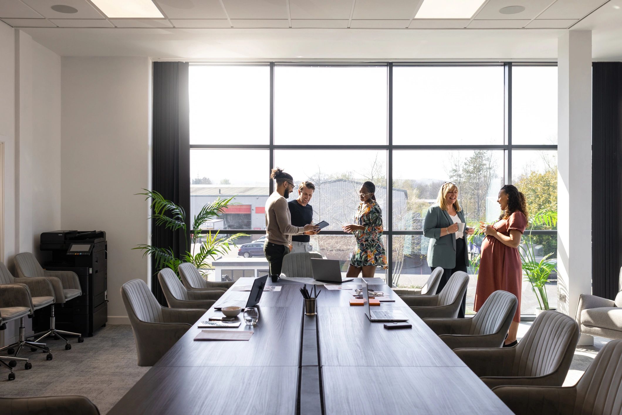Business colleagues collaborating in a modern conference room