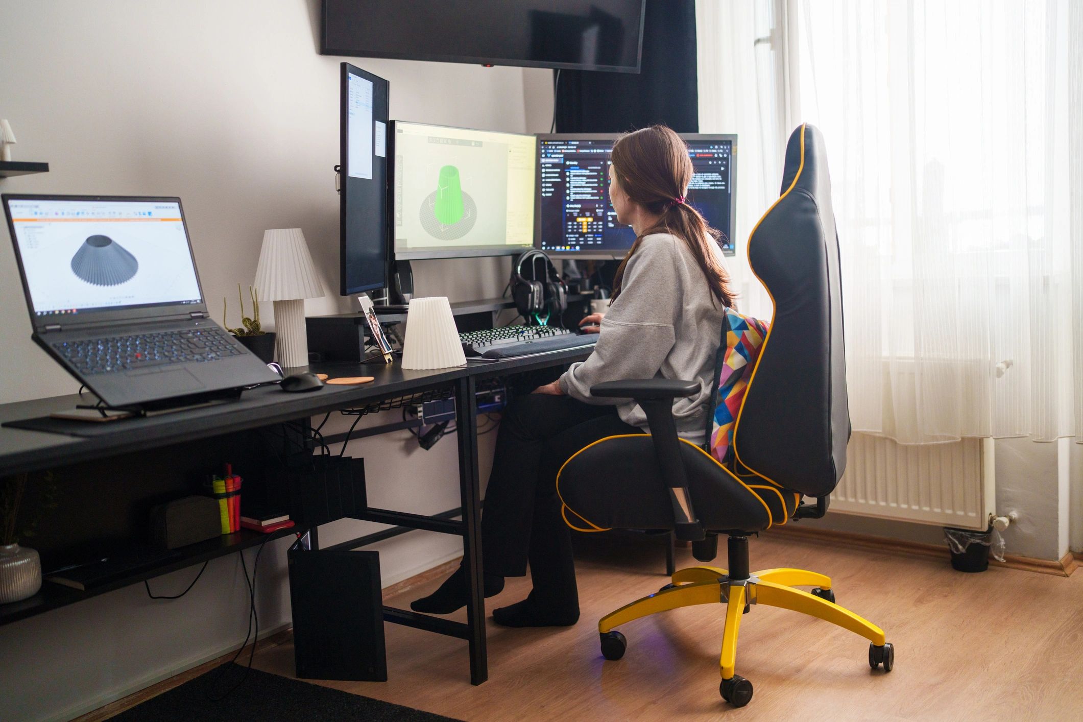 Creative professional working at a digital editing workstation