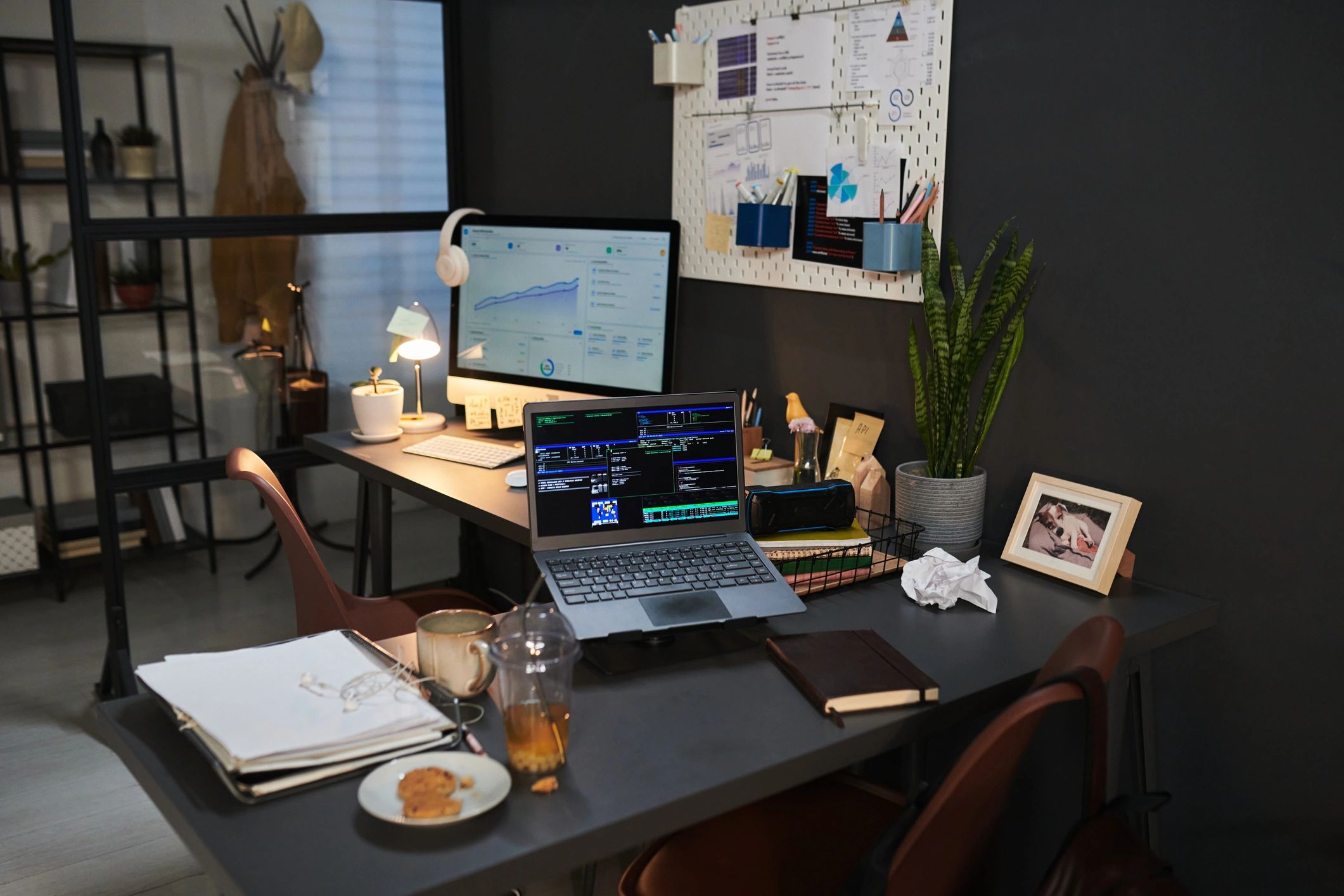 Business analytics dashboard on a modern workstation